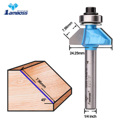 Đường dẫn làm gỗ Bit Lamboss 45 độ Chamfer Bit với vòng bi cho máy cắt mài gỗ